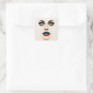 Croatian Beauty Eyes & Lips Pop Portrait Square Sticker