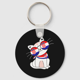 Croatian Cat Croatian Flag Vacation Funny Croatia Key Ring