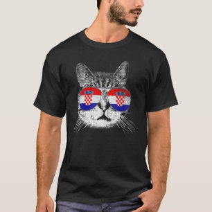 Croatian Croatia Flag Country Roots Cat Lover Prid T-Shirt