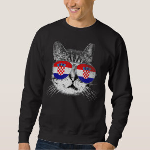 Croatian Croatia Flag Country Roots Cat Pride Sweatshirt