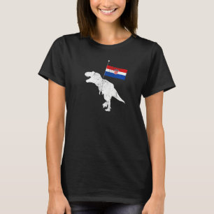Croatian Dinosaur Tyrannosaurus Rex Croatia Flag T-Shirt