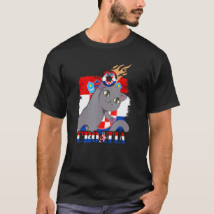 Croatian Flag Cat Croatian Soccer Croatian Roots C T-Shirt