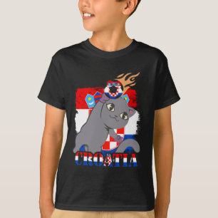 Croatian Flag Cat Croatian Soccer Croatian Roots C T-Shirt