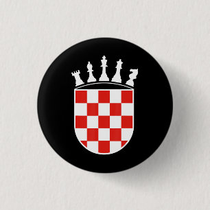 Croatian Flag Colours Chess Player Gifts for Croat 3 Cm Round Badge