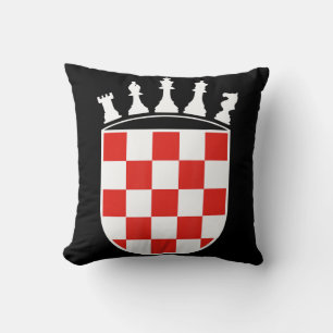 Croatian Flag Colours Chess Player Gifts for Croat Cushion