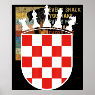 Croatian Flag Colours Chess Player Gifts for Croat Poster