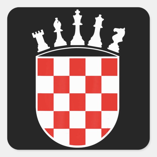 Croatian Flag Colours Chess Player Gifts for Croat Square Sticker (Front)