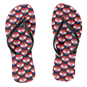Croatian Flag Colours Hearts Pattern Patriotic Flip Flops