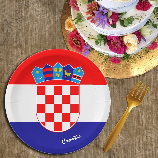 Croatian flag & Croatia party patriots /sports Paper Plate (Creator Uploaded)