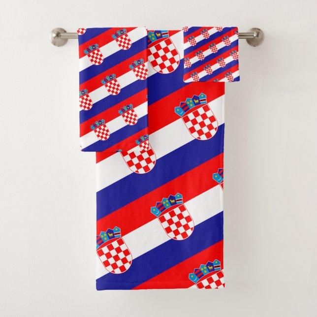 Croatian Flag & Croatia travel, holiday /sport Bath Towel Set (Insitu)
