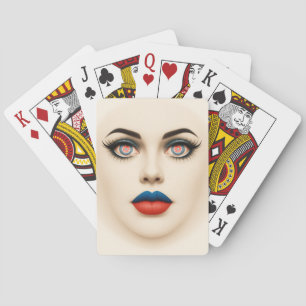 Croatian Flag Face – Eyes & Lips Pop Art Portrait Playing Cards