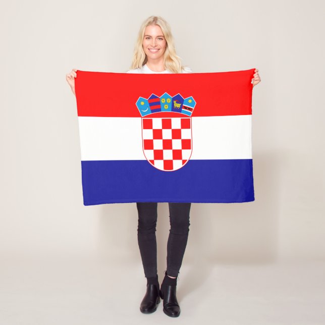Croatian Flag Fleece Blanket (In Situ)