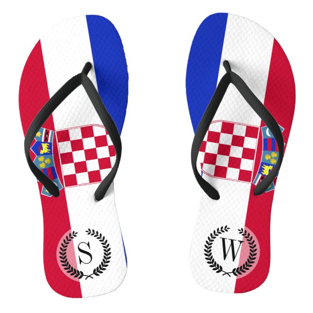Croatian Flag Flip Flops (Footbed)