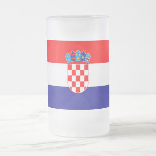Croatian flag frosted glass beer mug