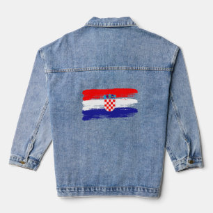 Croatian Flag Gift Football Fan Sports Denim Jacket