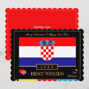 Croatian Flag & Happy New Year/Best Wishes Croatia Holiday Card