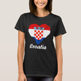 Croatian Flag Heart Croatian Roots Croatian Pride T-Shirt