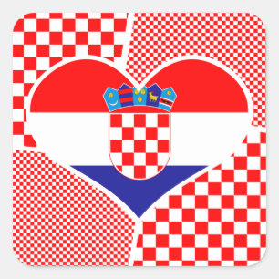 Croatian Flag in Heart Square Sticker