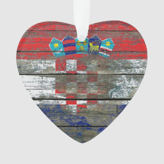 Croatian Flag on Rough Wood Boards Effect Ornament
