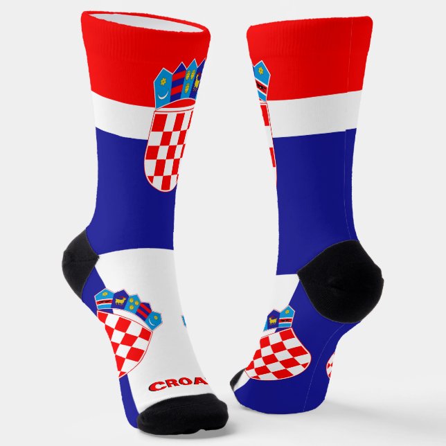 Croatian Flag Patriotic, Sustainable Croatia Socks (Angled)