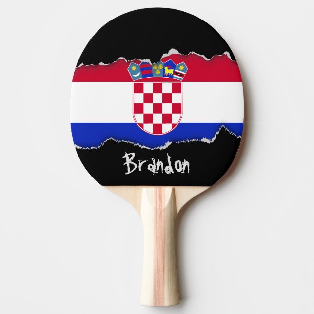 Croatian Flag Ping Pong Paddle (Front)