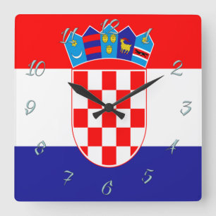 Croatian flag square wall clock