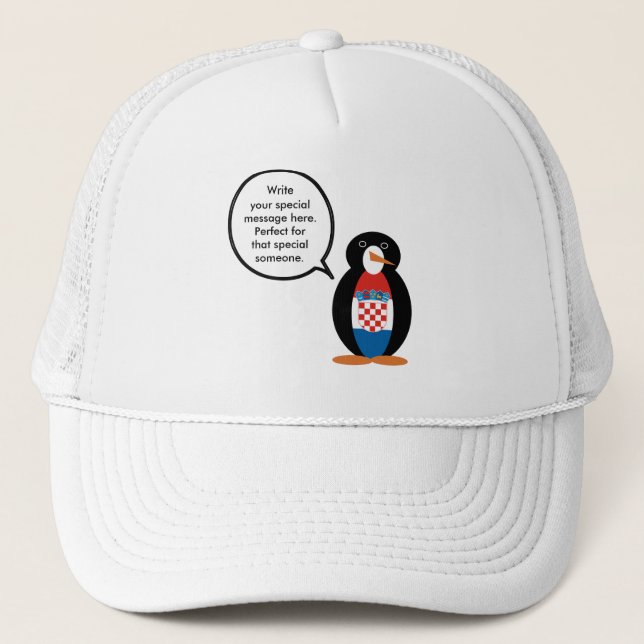 Croatian Flag Talking Ms Penguin Personalised  Trucker Hat (Front)