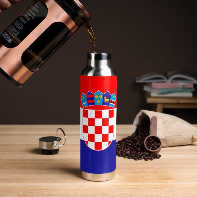 Croatian Flag Water Bottle (Coffee (Rotated))
