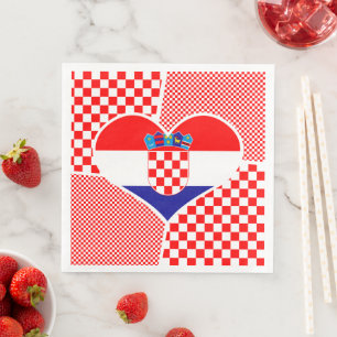 Croatian Flag with Checkers Collage Napkin