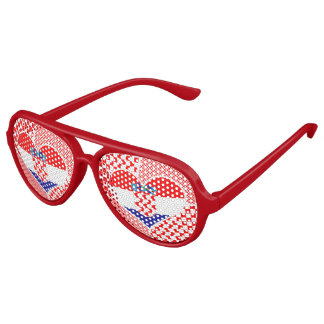 Croatian Flag With Checkers Heart Collage Aviator Sunglasses