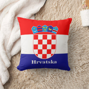 Croatian Flag With Custom Text Cushion