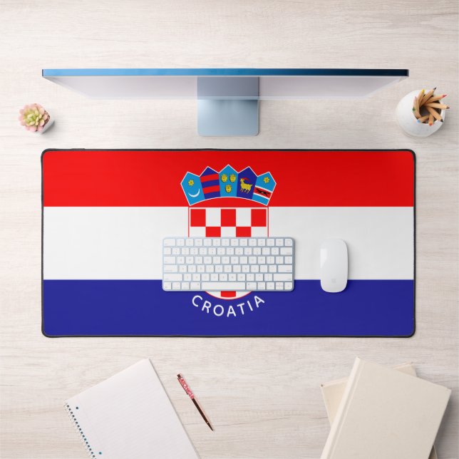 Croatian Flag With Custom Text Desk Mat (Office 1)