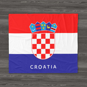 Croatian Flag With Custom Text Fleece Blanket