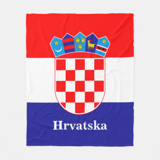 Croatian Flag With Custom Text Hrvatska Fleece Blanket