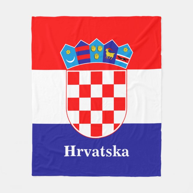 Croatian Flag With Custom Text Hrvatska Fleece Blanket (Front)