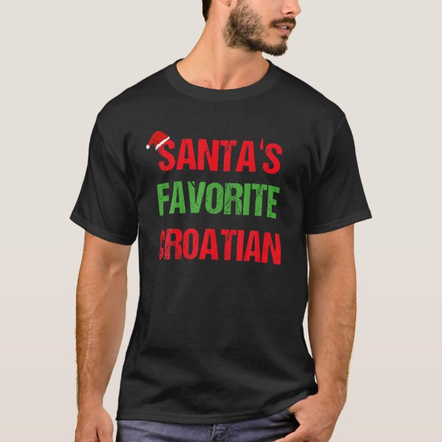 Croatian Funny Croatia Pajama Christmas Gift T-Shirt (Front)