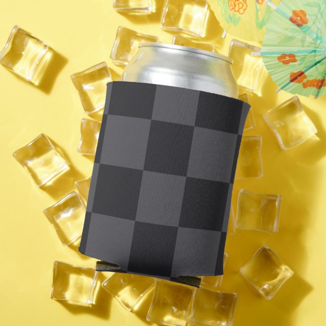 Croatian Geometric Black Grey Bold Checkers Can Cooler (In Situ Summer)
