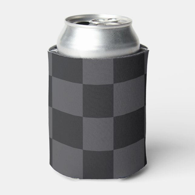 Croatian Geometric Black Grey Bold Checkers Can Cooler (Can Front)