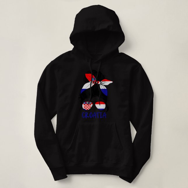 Croatian Girl Croatian Woman Proud Croatia flag Hr Hoodie (Design Front)