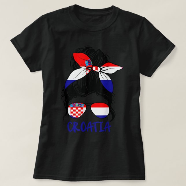 Croatian Girl Croatian Woman Proud Croatia flag Hr T-Shirt (Design Front)