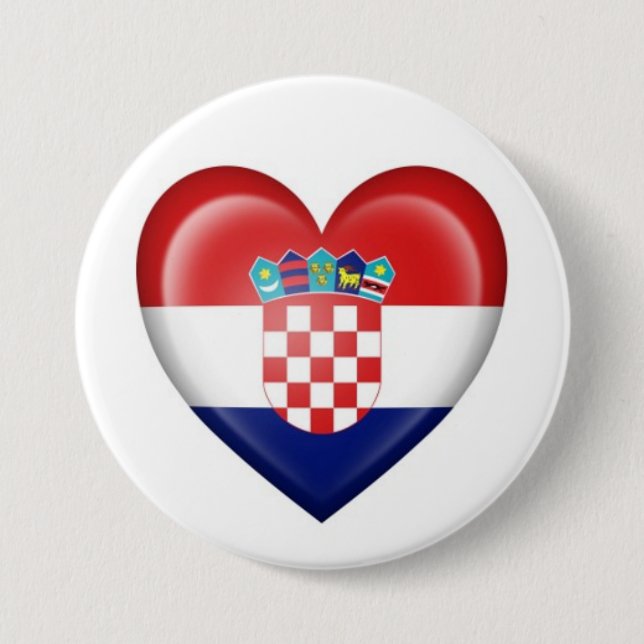 Croatian Heart Flag on White 7.5 Cm Round Badge (Front)
