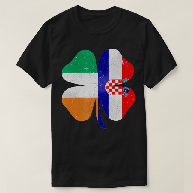 Croatian Irish Shamrock Croatia Ireland St T-Shirt (Design Front)