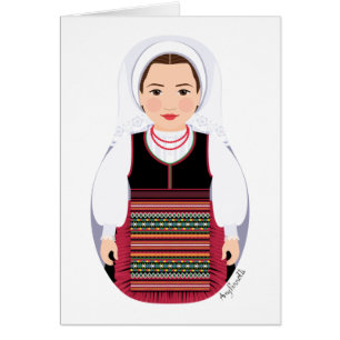 Croatian Lika Brunette Matryoshka Card