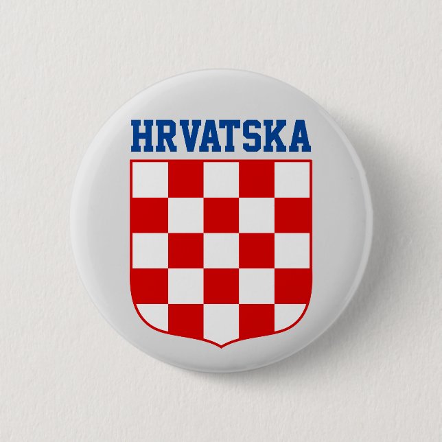 Croatian pattern coat of arms 6 cm round badge (Front)