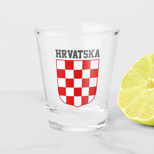 Croatian pattern coat of arms shot glass (Front)