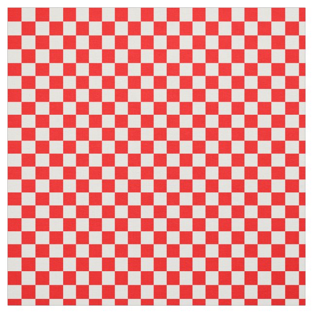 Croatian Red White Checkers Geometric Pattern Fabric (Swatch)