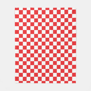 Croatian Red White Chequerboard Pattern Fleece Blanket