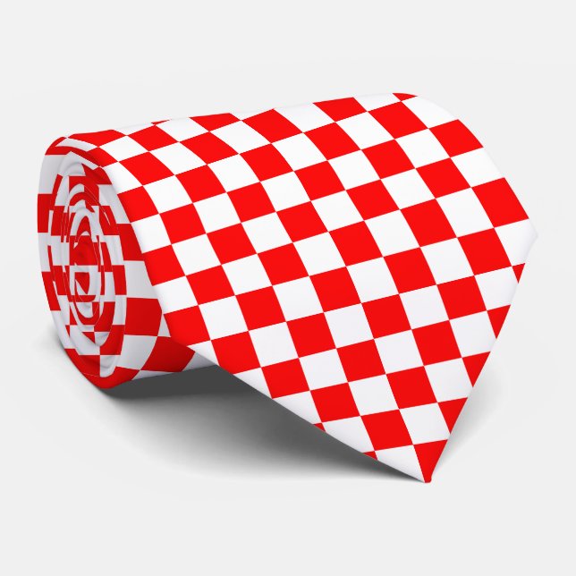 Croatian Red White Chequerboard Pattern Tie (Rolled)