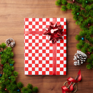 Croatian Red White Chequered Pattern Wrapping Paper