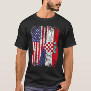 Croatian Roots Half American Flag Croatia T-Shirt